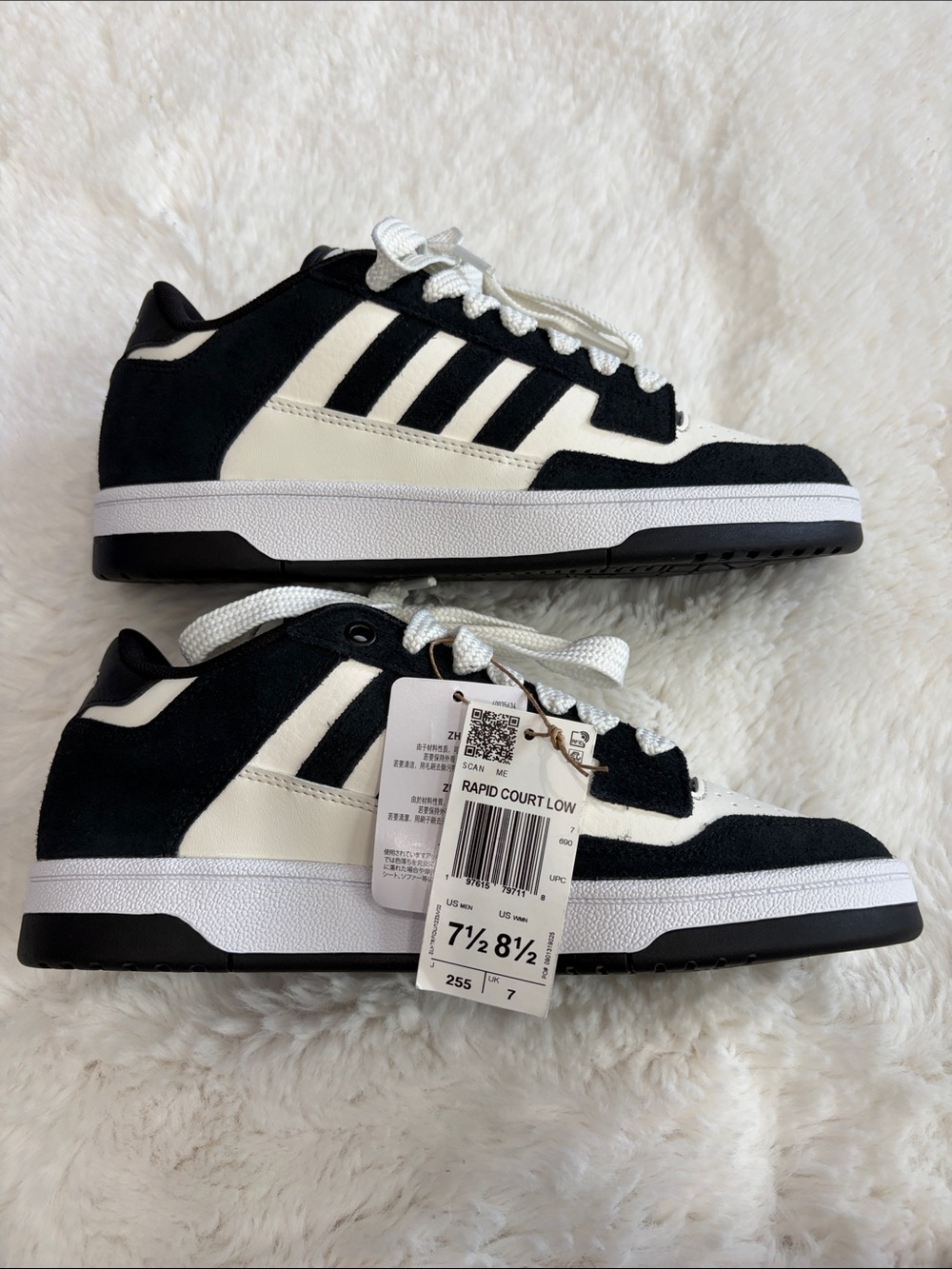 adidas Black and White Rapid Court Low ,Size Men 7.5 ,Sneakers - Picture 14 of 17